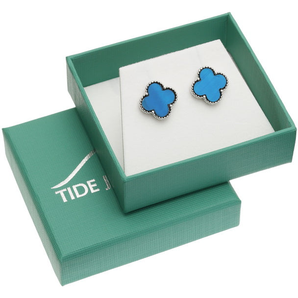 Blue Quatrefoil Earrings