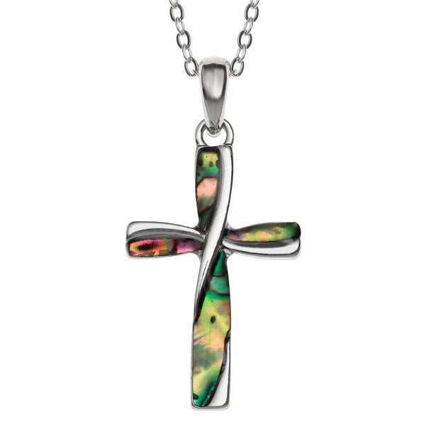 Natural Paua Cross Necklace