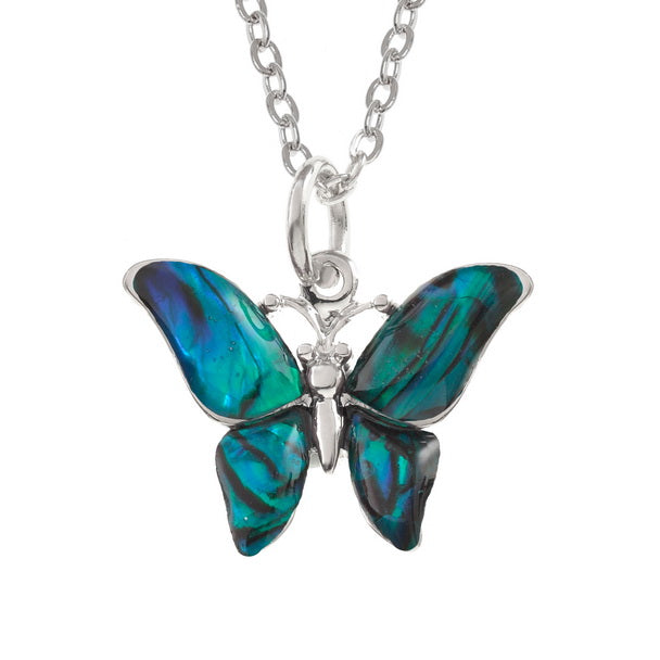 Blue Paua Butterfly Necklace