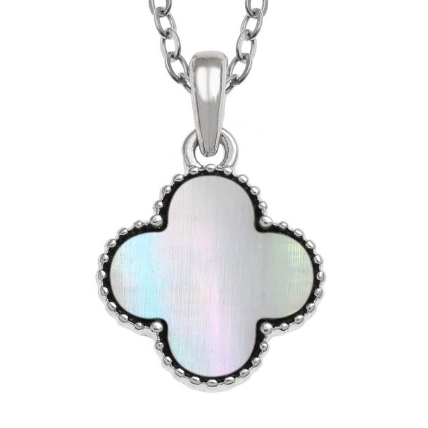 White Mother of Pearl Quatrefoil Necklace