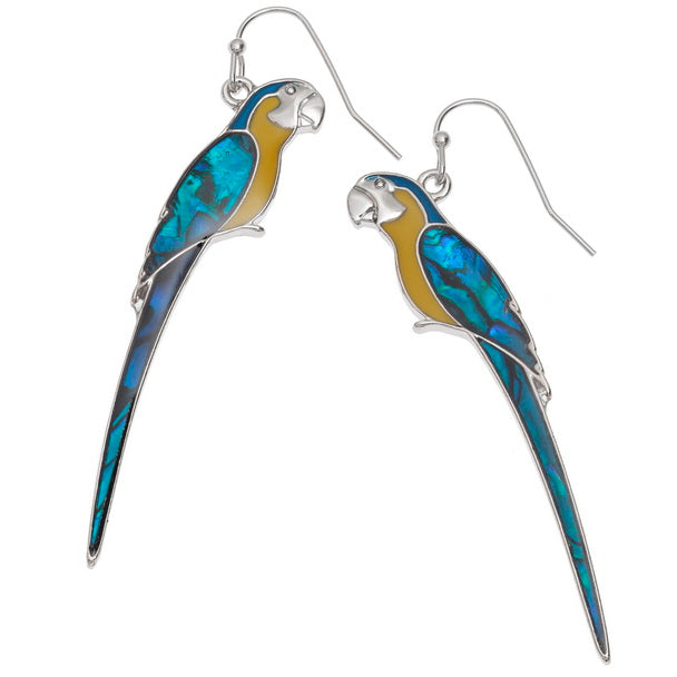 Paua Blue Macaw Hook Earrings