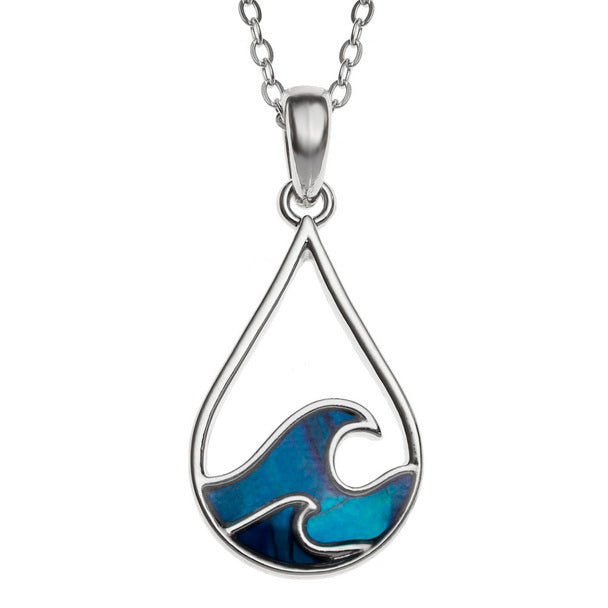 Blue Paua Cresting Waves Necklace