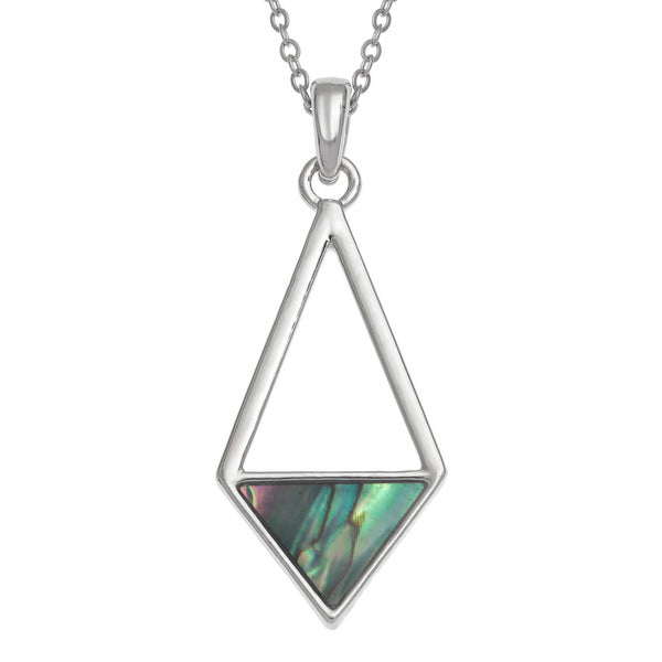 Natural Paua Geometric Triangles Necklace