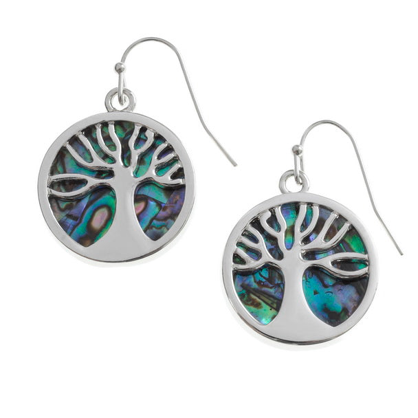 Natural Paua Tree of Life Earrings
