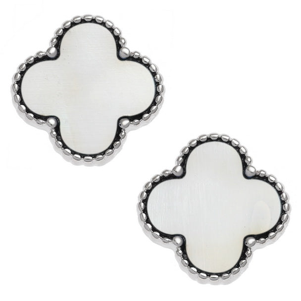 Mother of Pearl Quatrefoil Stud Earrings