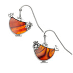 Amber Paua Little Hen Hook Earrings