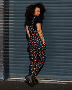 Black Rainbow Dinosaur Stretch Twill Dungarees