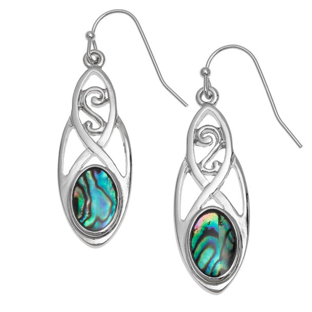 Paua Shell Celtic Knot Hook Earrings