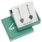 Paua Shell Long Heart Stud Earrings