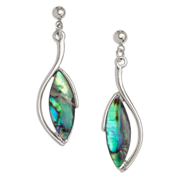 Paua Shell Oval Drop Stud Earrings