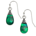 Green Paua Shell Teardrop Hook Earrings