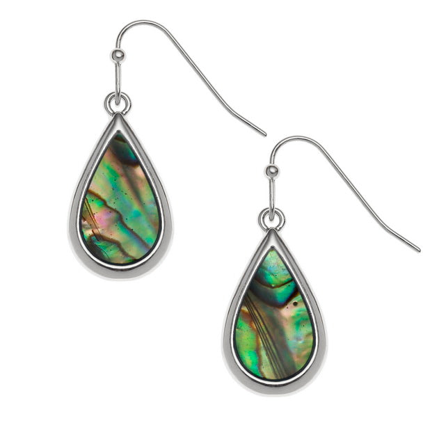 Paua Shell Natural Teardrop Hook Earrings