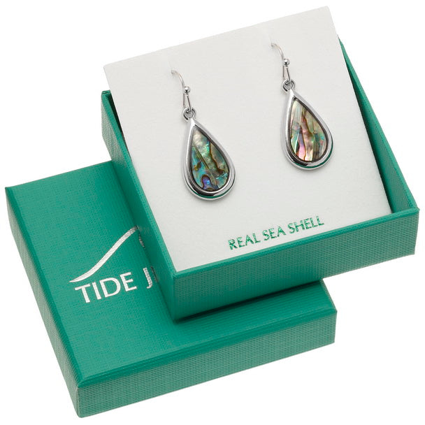 Paua Shell Natural Teardrop Hook Earrings