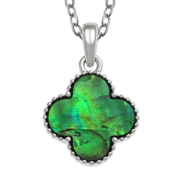 Green Paua Shell Quatrefoil Necklace