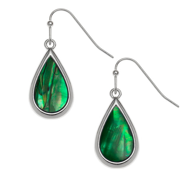 Paua Shell Green Teardrop Earrings
