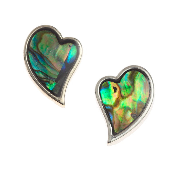 Natural Paua Shell Heart Earrings