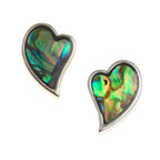 Natural Paua Shell Heart Earrings
