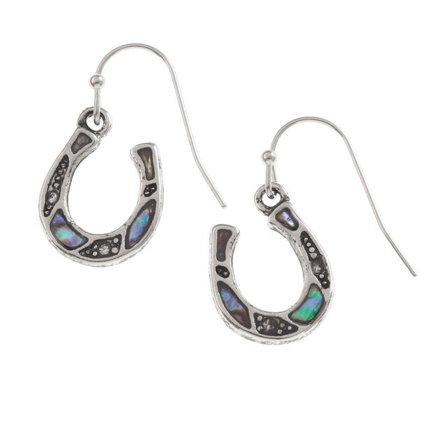 Paua Shell Horseshoe Earrings