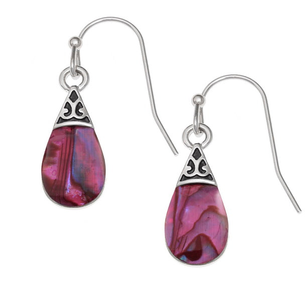 Pink Paua Shell Teardrop Earrings