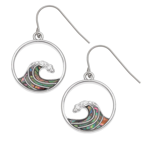 Paua Shell Surf Wave Earrings