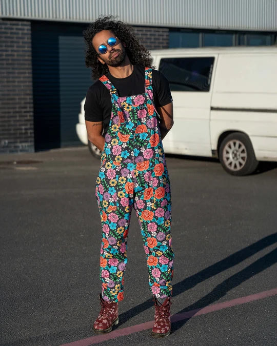 Rebel Romance- Tattoo Floral Stretch Dungarees