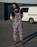 Rebel Romance- Tattoo Floral Stretch Dungarees