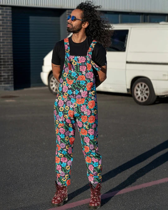 Rebel Romance- Tattoo Floral Stretch Dungarees
