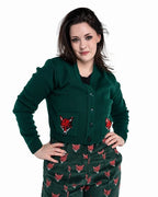 Fox Head V Necked Cropped Cardigan