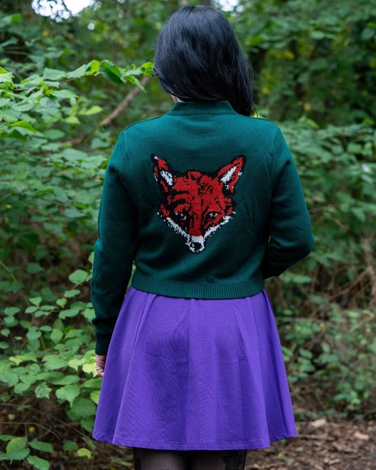 Fox Head V Necked Cropped Cardigan