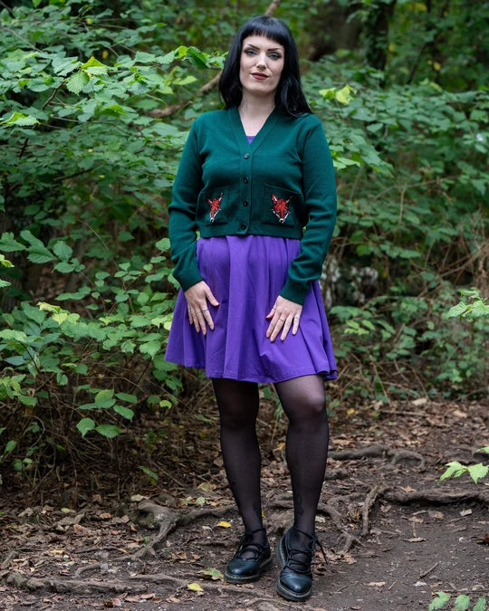 Fox Head V Necked Cropped Cardigan