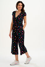 Katrina Cropped Jersey Jumpsuit - Black, Paintbox Leopard