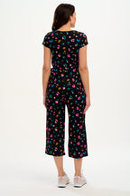 Katrina Cropped Jersey Jumpsuit - Black, Paintbox Leopard