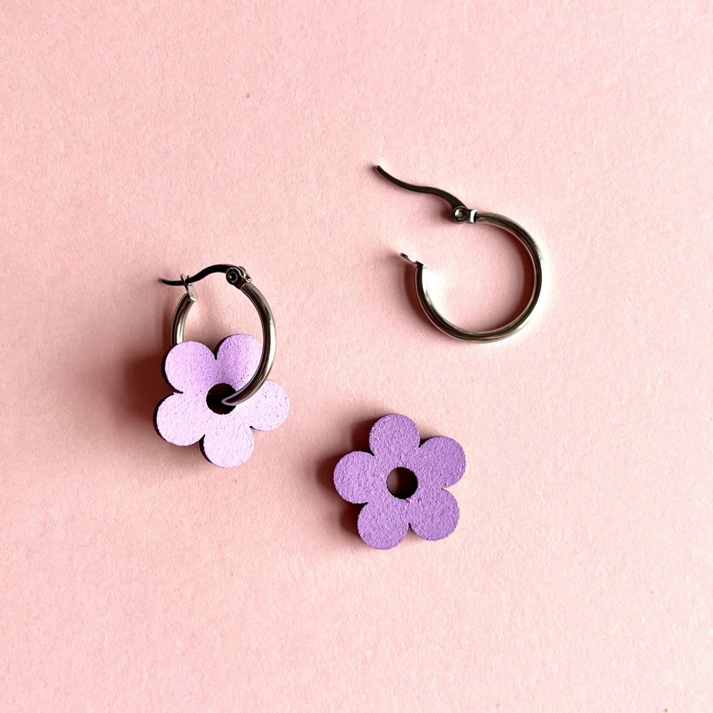 Ivy & Ginger - Lilac flower hoop earrings