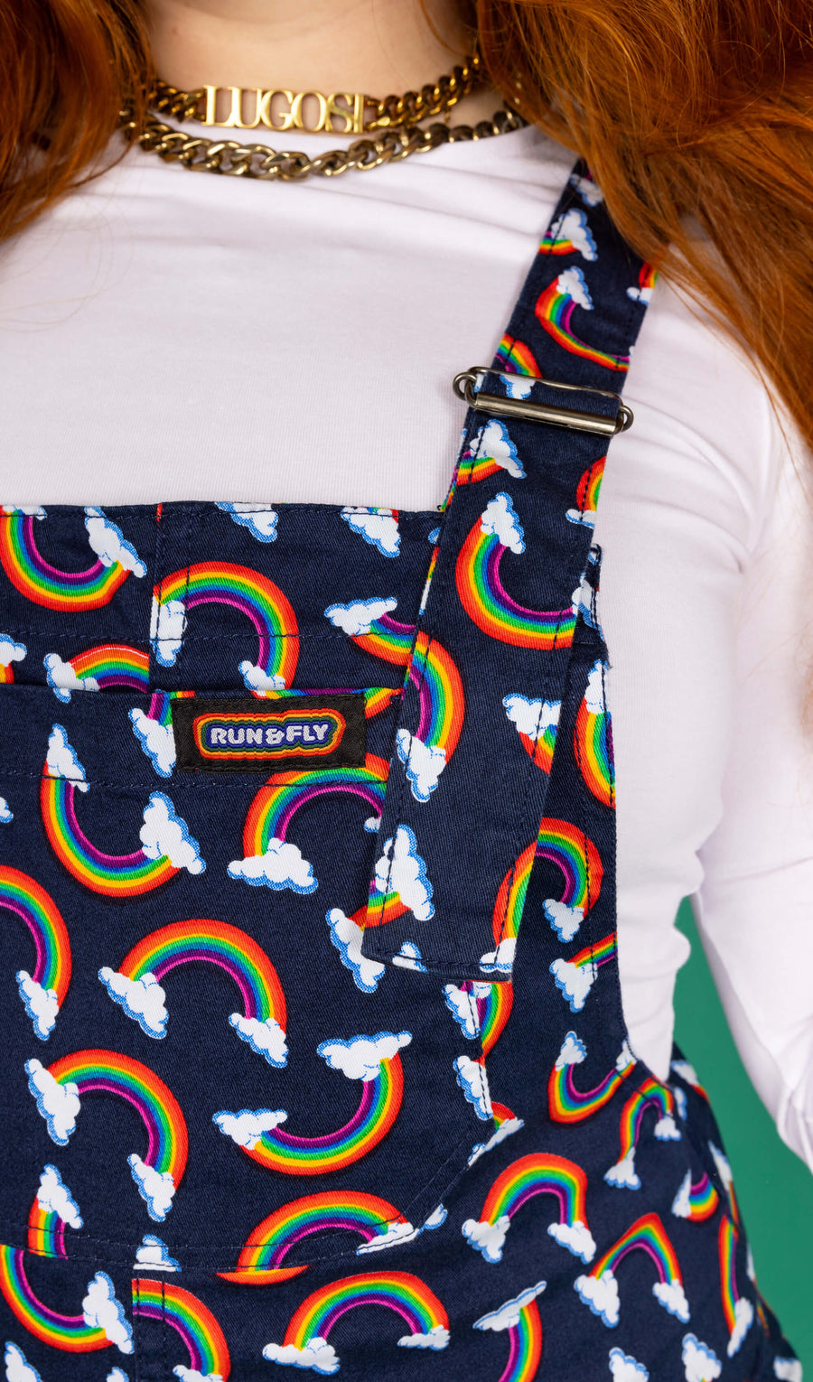 Over the Rainbow & Clouds Stretch Twill Dungarees