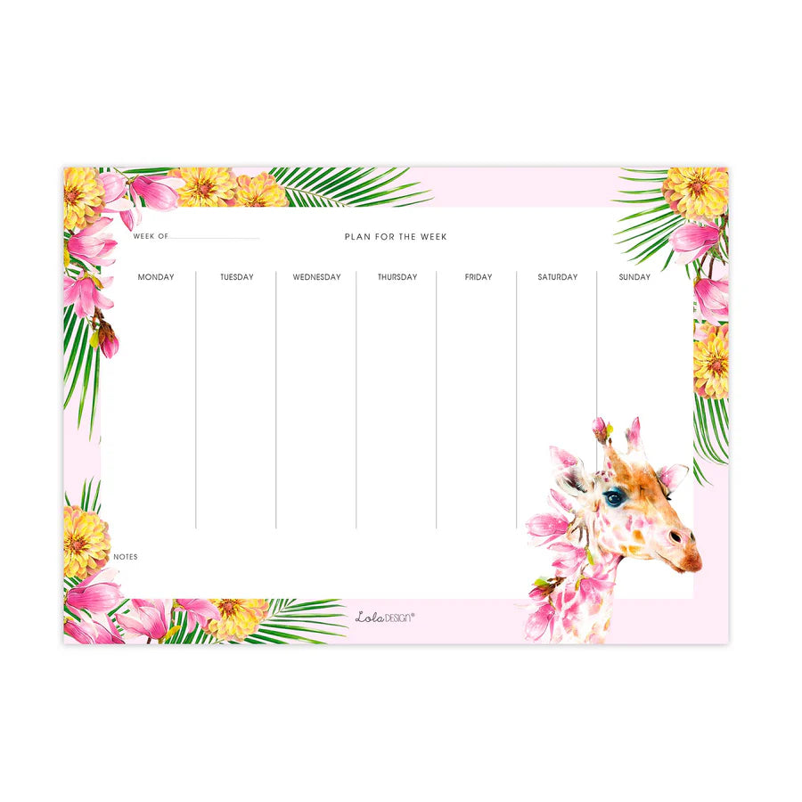 Weekly Planner featuring Botanical Giraffe by Lola Design