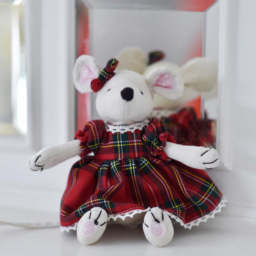 Powell Craft - Cute Cotton Mouse With Tartan Dress