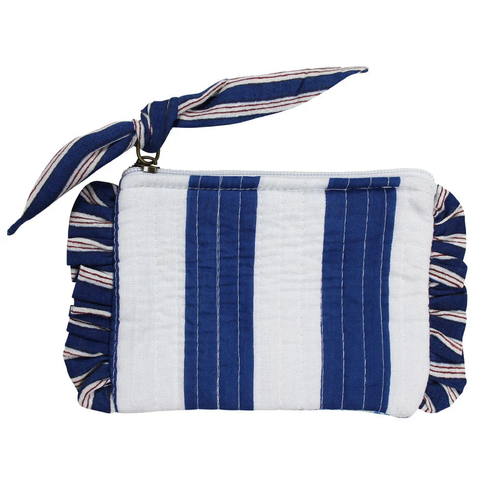 Powell Craft - Blue & White Stipe Sea Shell Quilted Coin Purse