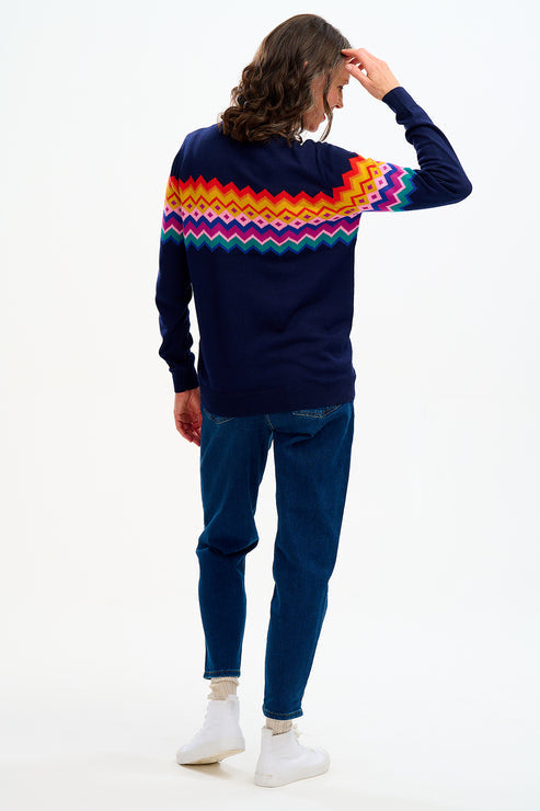 Rita Jumper - Navy, Fairisle Stripe