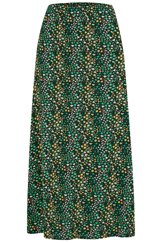 Zora Skirt - Black/Green, Ditsy Floral