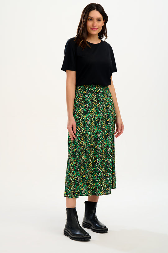 Zora Skirt - Black/Green, Ditsy Floral
