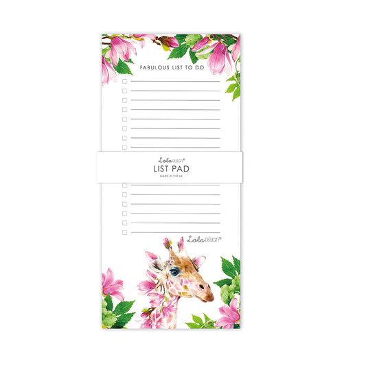 MAGNETIC TO DO LIST PAD FEATURING BOTANICAL GIRAFFE BY LOLA DESIGN