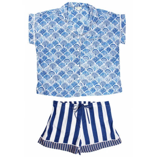 Powell Craft - Stripe & Seashell Short Pyjamas