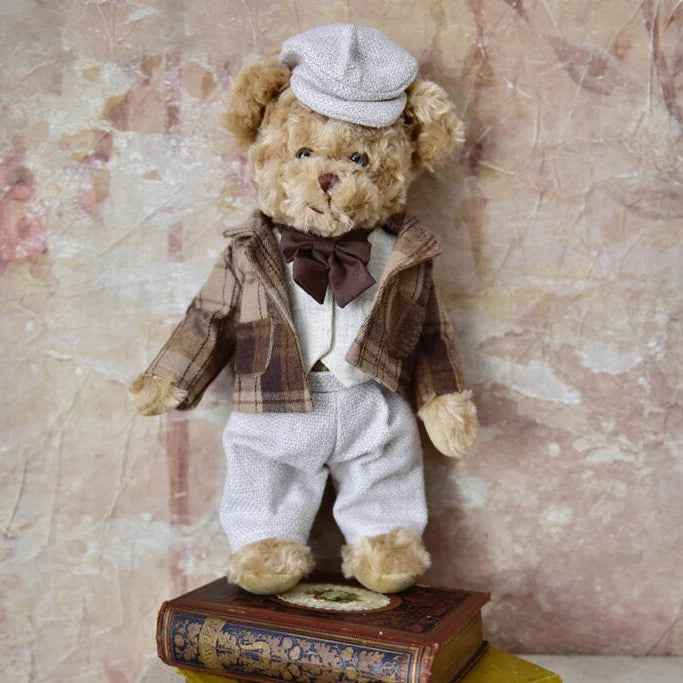 Powell Craft - Teddy Wearing Brown Tartan Jacket & Flat Cap