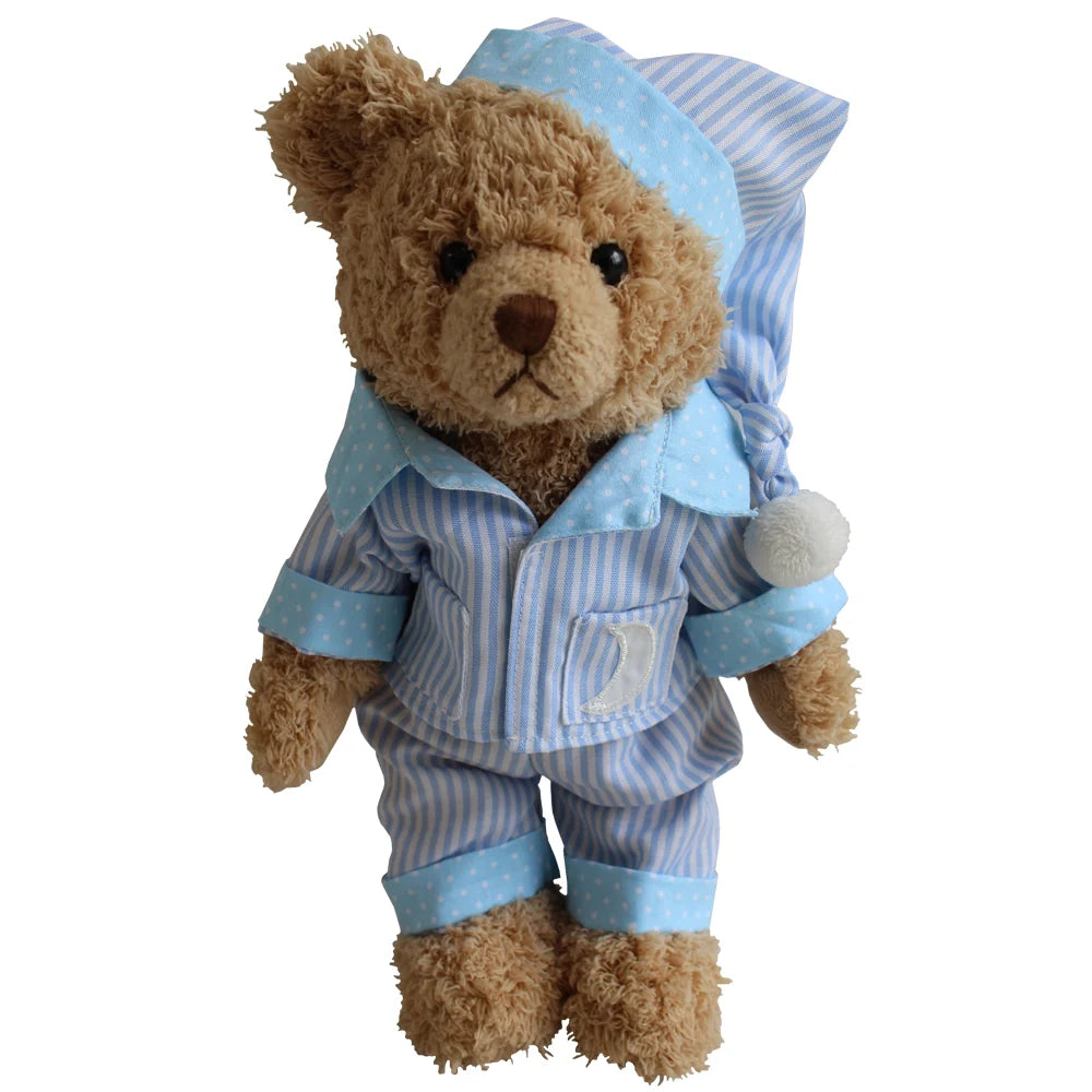Powell Craft - Teddy with Blue Stripe Pyjamas and Night Cap