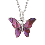 Paua Shell - Pink Butterfly Necklace