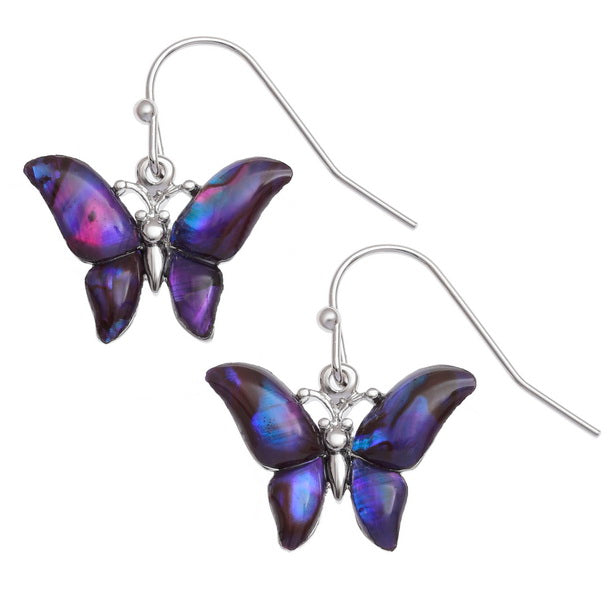Paua Shell - Purple Butterfly Earrings