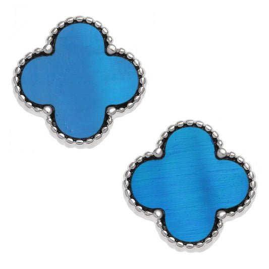 Paua Shell - Quatrefoil Clover Earrings