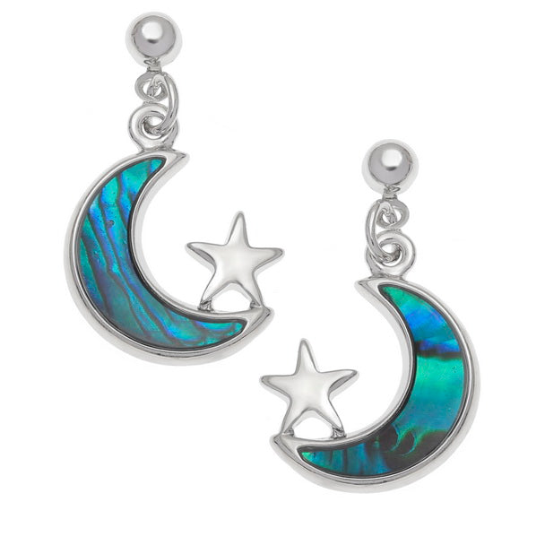 Paua Shell - Moon & star earrings