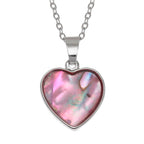 Paua Shell - Pink Heart Necklace