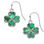 Paua Shell - Lucky four leaf clover earrings